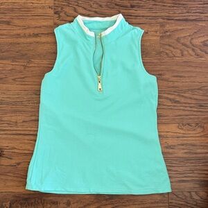 Spartina 449 Serena Mint Green Sleeveless Half-zip top